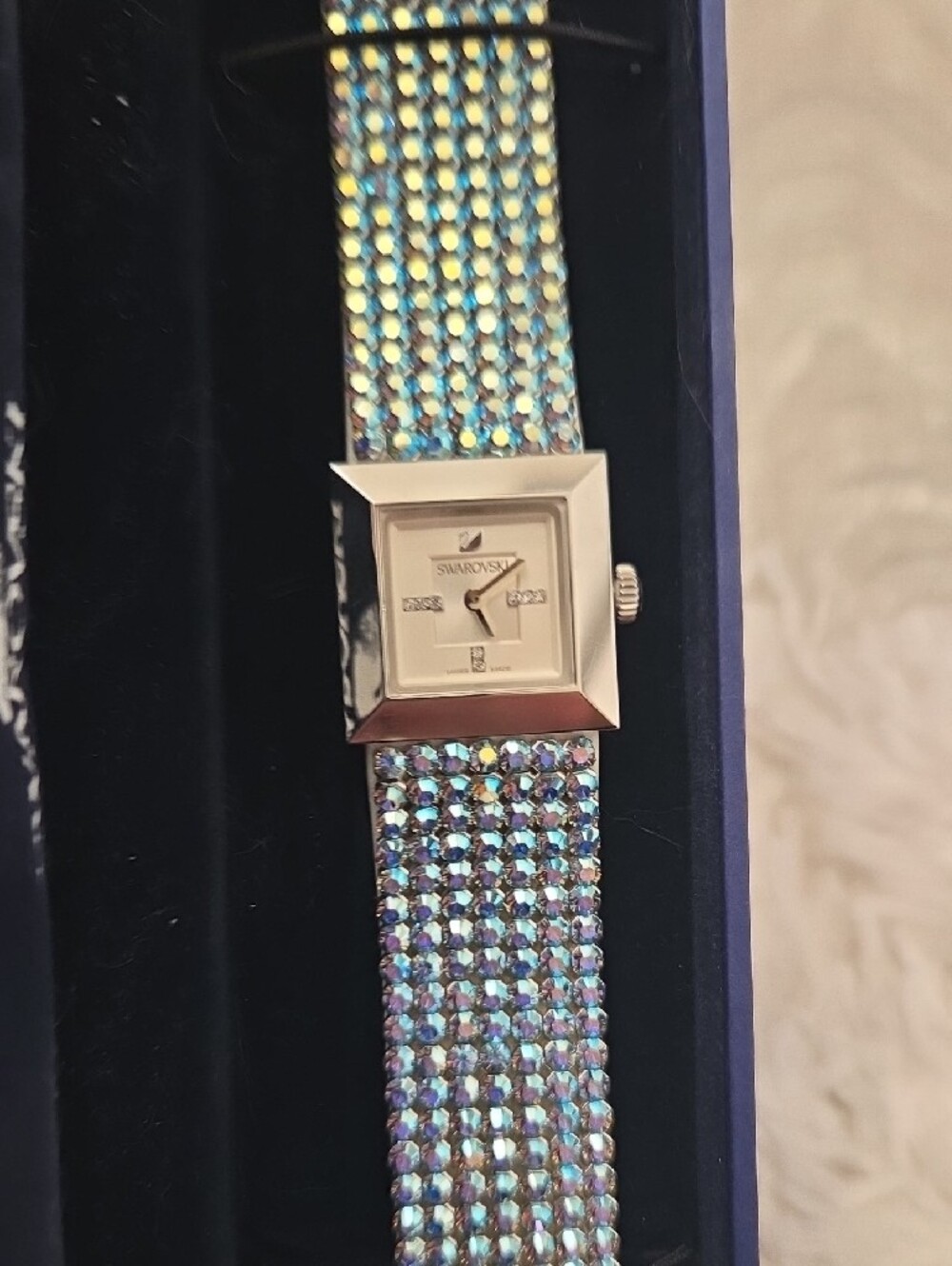 RARE Swarovski Iridescent Crystal And Leather Strap Watch - Limited EDITION